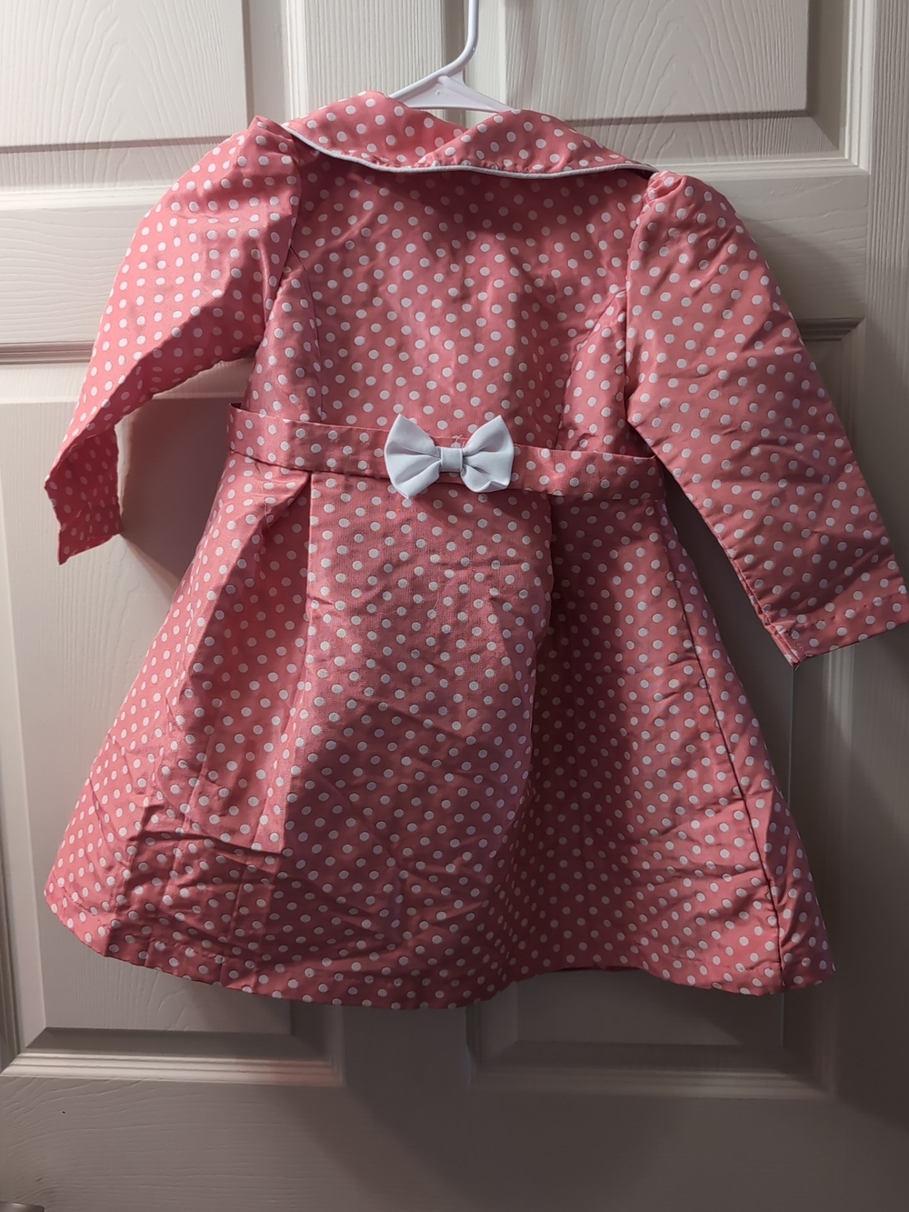 Bonnie Jean Pink Polka Dot Raincoat with White Dots - Picture 6 of 8